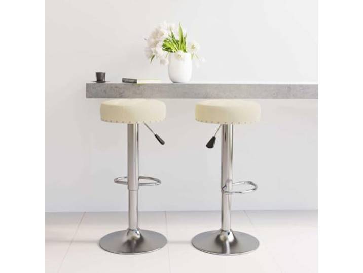 LPERTGFHU 2er Set Barhocker, Stoff-Sitz, Verchromtes Stahlgestell, Drehbar Mit Gasdruckfeder & Fußstütze, Höhenverstellbar, Modernes Design