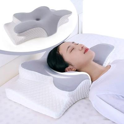 Uplift Essentials Memory Foam Butterfly Neck Pillow Orthopedic Cervical Support grey