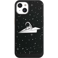 Nivocase Hülle für Apple iPhone 13 Handyhülle NIVOcore Case Schwarz Astronaut Comic Papier (Apple iPhone 13), Smartphone Hülle, Schwarz