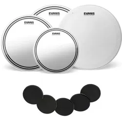 Evans EPP-EC2SHDD-F Clear Fusion Pro Pack 10-12-14 mit 14“ HD Dry mit Damper Pads (Snare), Drumhead, Transparent