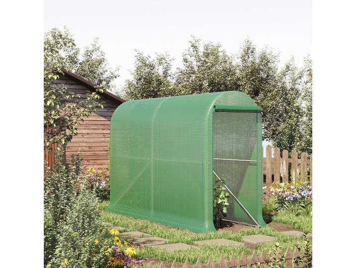Outsunny Serre 3m² Tomates Porte Zippée Acier PE Vert