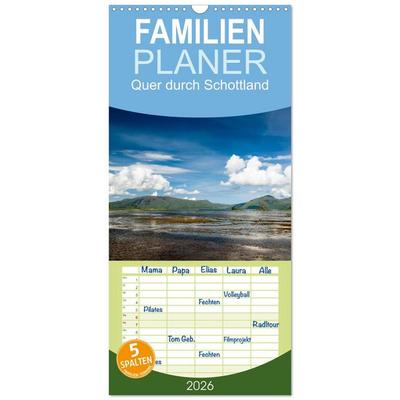 Familienplaner 2026 - Quer durch Schottland mit 5 Spalten (Wandkalender, 21 x 45 cm) CALVENDO