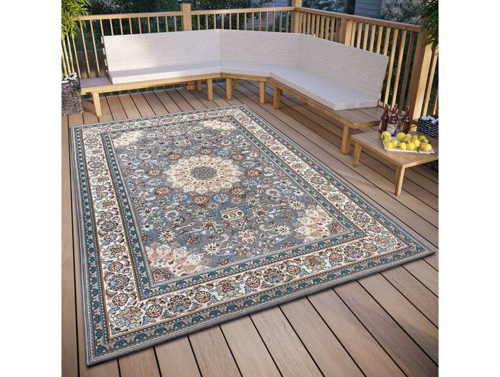 Teppich HANSE HOME Kadi , grau (grau,creme), B:240cm H:3mm L:340cm, Polyester, Polypropylen (PP), Teppiche, Teppich, In-& Outdoor, Teppich, Wetterfest, Balkon, Garten, Wohnzimmer, Orient