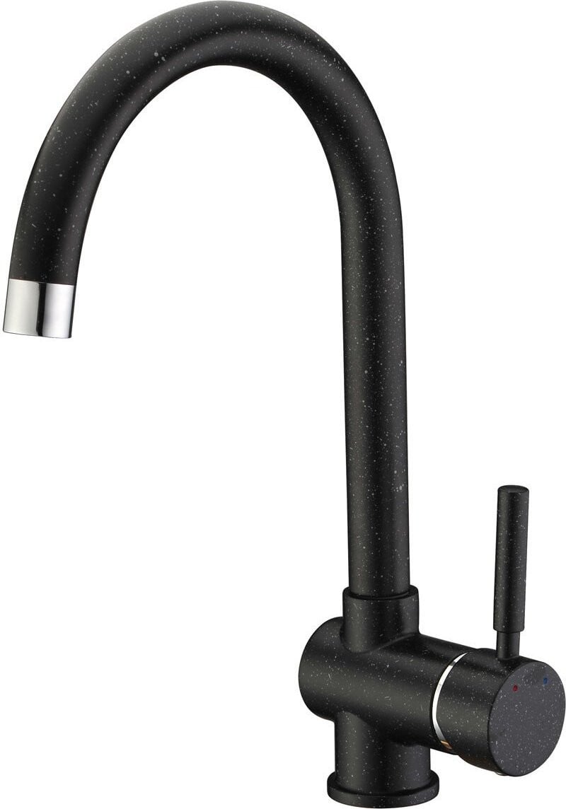 Laveo Design kraan voor spoelbak met U-vormige uitloop, zwartgranietkleur