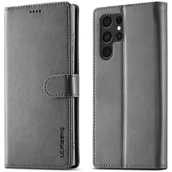 LC.Imeeke Galaxy S26 Ultra - Leder Etui Hülle (Samsung Galaxy S26 Ultra), Smartphone Hülle, Grau