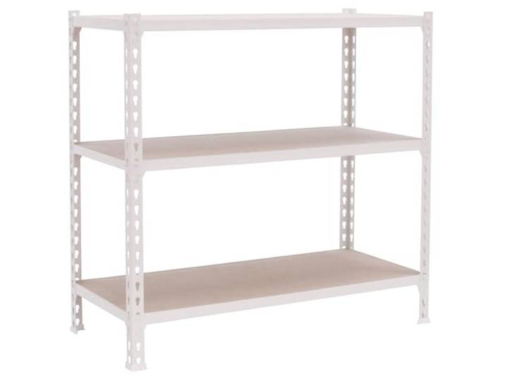 Simon Rack Schwerlastregal, 1000x1100x400 mm, Bis 200 kg Belastbar, 3 Verstellbare Ablagen, MDF-Platten, Kellerregal, Lagerregal, Weiss/Holz - Simonclick