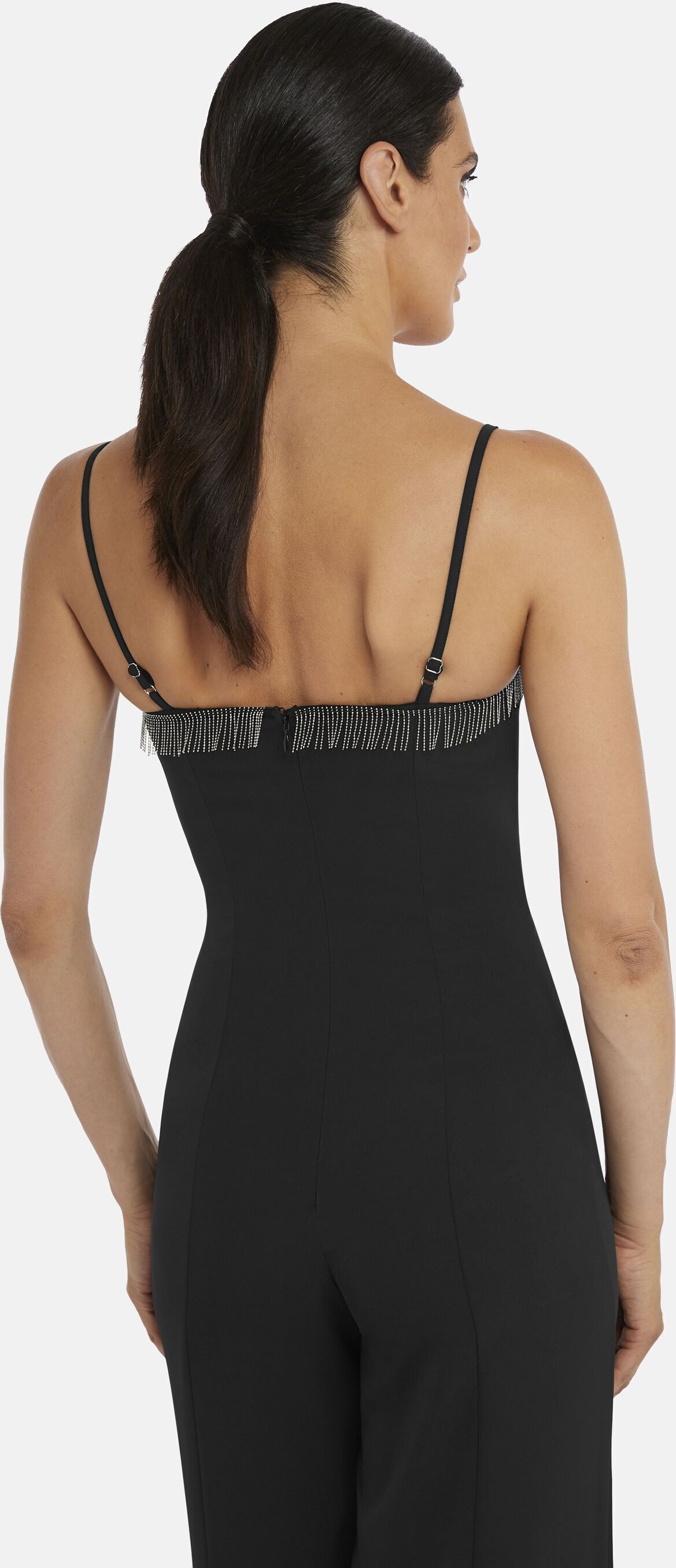 Jumpsuit NICOWA "Nicowa Jumpsuit FENOWI", Damen, Gr. 34, schwarz, Casual, regular fit, Overalls Jumpsuit, mit Fringe-Detail