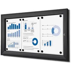 SHOWDOWN Displays Showdown Schaukasten für Innen und Außen SCS - 3x DIN A4 - Aluminium - Schwarz