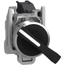 Schneider Electric XB4BJ21 Wahlschalter, Harmony XB4, Metall, 22mm, schwarz, 2 Stellungen, langer Knebel, rastend, 1S