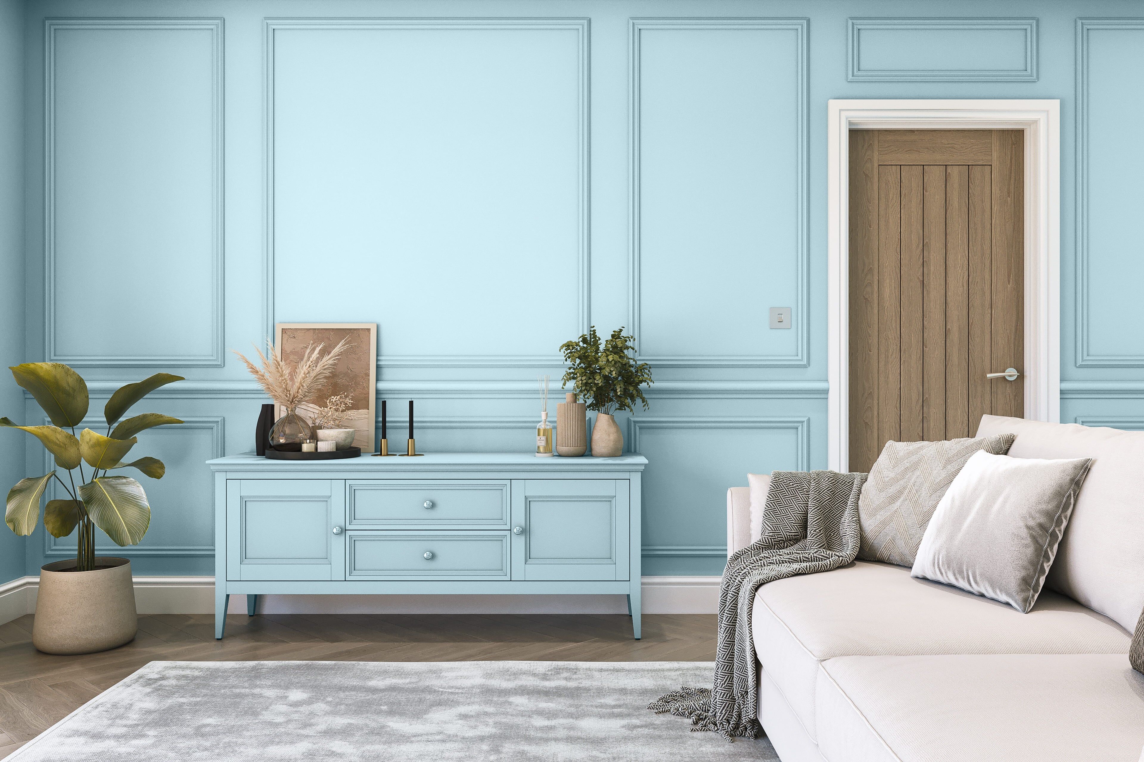 Hemway Chalk Based Furniture Paint   Pastel Blue   Shabby Chic   Chalky Matt Finish - Pastel Blue - 1L