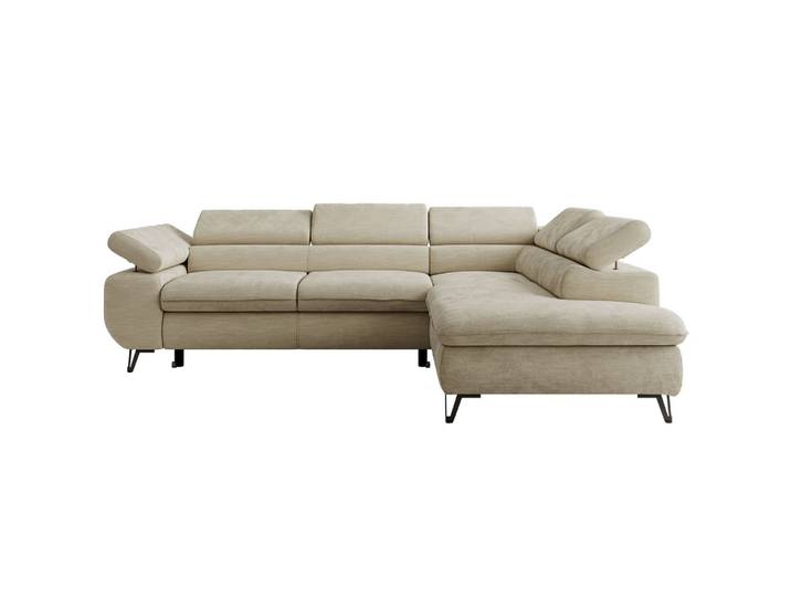 ECKSOFA PABLO L Beige Schenille glatt - Rechts Seite