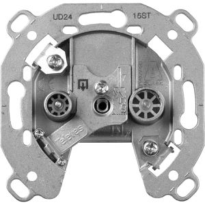 Gira Antennendose 004200, 15 dB, für SAT, TV und Radio, 2-Loch, Unterputz, Durchgangsdose
