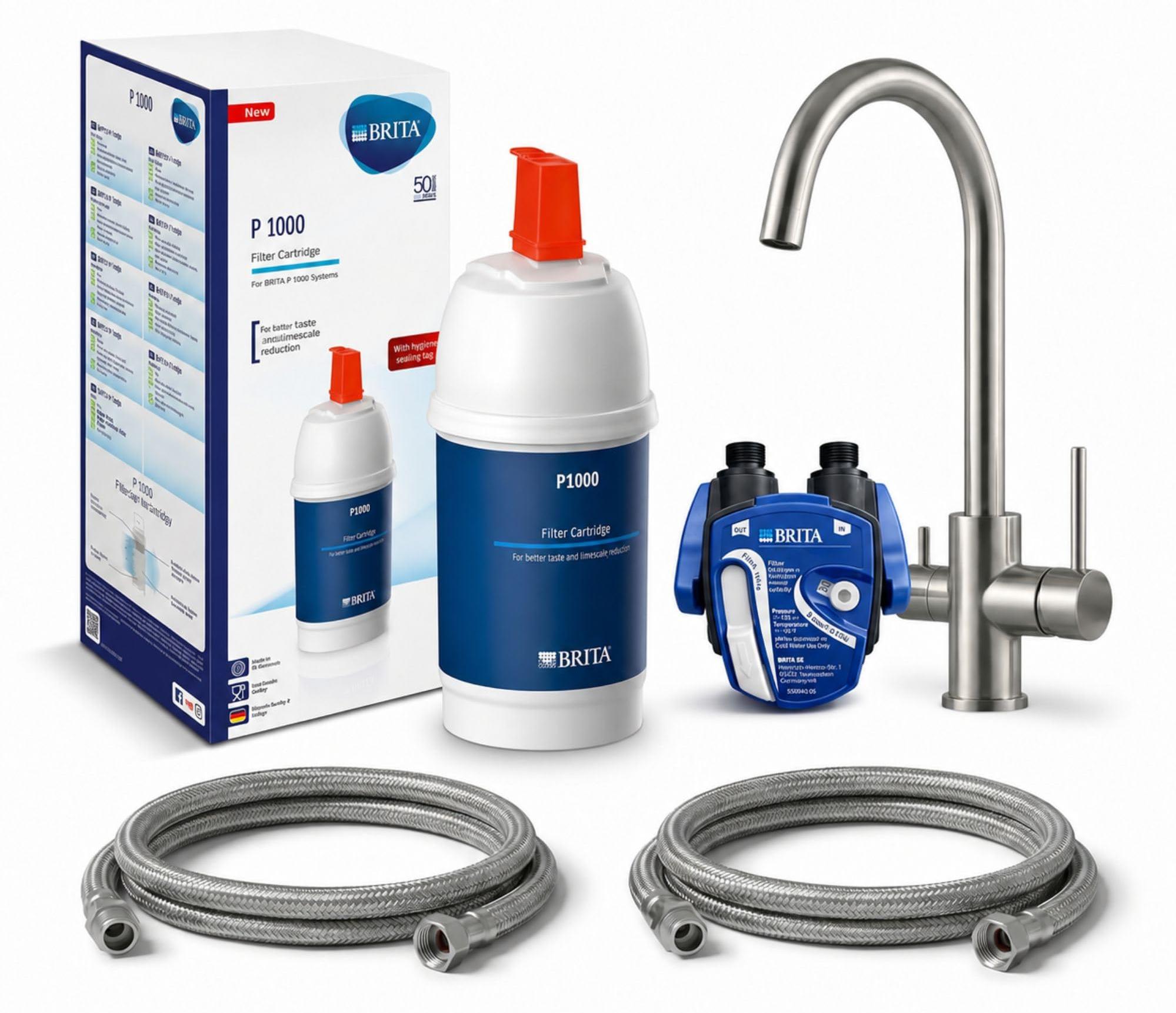 3-Wege-Küchenarmatur mit Wasserfilter, Edelstahl 304, für BRITA P1000