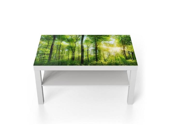 DEQORI Couchtisch 'Sonne durchbricht Wald', Glas Beistelltisch Glastisch modern