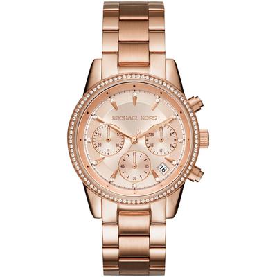 Chronograph MICHAEL KORS "BRYANT", rosa (roségoldfarben, roségoldfarben), Armbanduhren, Damen, roségoldfarben, Chronograph, Quarzuhr, Armbanduhr, Damenuhr, Stoppfunktion, Edelstahlarmband
