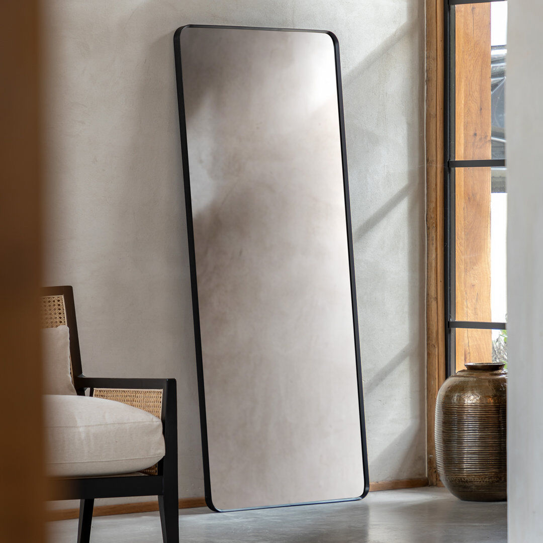 Latitude Run Anna Metal Framed Leaner Mirror Black 170cm H X 70cm W X 3.5cm D