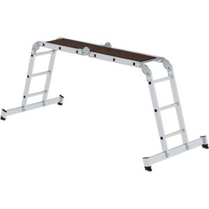 MUNK Gelenkleiter 31322, Länge 3,65m, mit Plattform, nivello-Traverse & 4 x 3 Sprossen