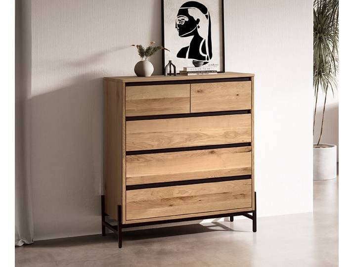 Kommode 100x89cm 'Veneza' Wildeiche & Metall schwarz