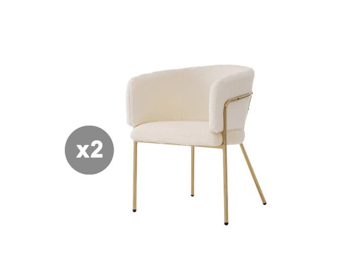 Lot 2 chaises salle à manger fourrure, rembourrées, beige