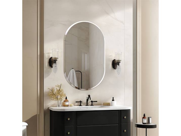 Miroir de salle de bain sans cadre LUVODI avec bord biseauté, miroir en verre décoratif mural pour salle de bain, entrée