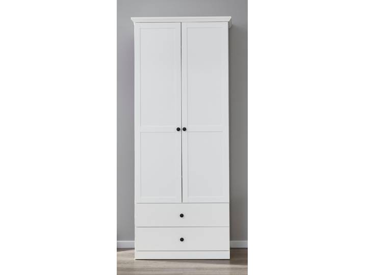 Garderobenschrank HOME AFFAIRE Örebro , weiss (weiß), B:81cm H:200cm T:41cm, FSC-zertifizierter Holzwerkstoff, Schränke, Garderobenschrank, zeitloser Landhausstil, mit Vollauszug
