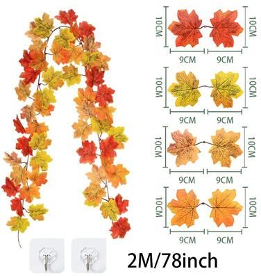 Inspire Essentials Autumn Maple Leaf Garland Fall Decor Artificial Vine For Home And Events c