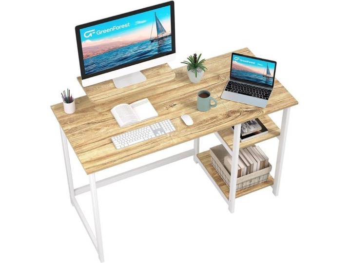 Bureau d'Ordinateur avec Rangement et Support Moniteur - 100cm