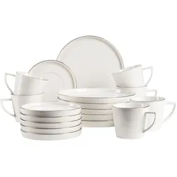 Mäser Kaffeeservice, Porzellan Sita Weiß / Gold
