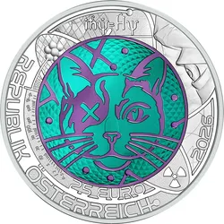 Österreich 2026: 25 Euro Silber-Niobmünze Quantenphysik