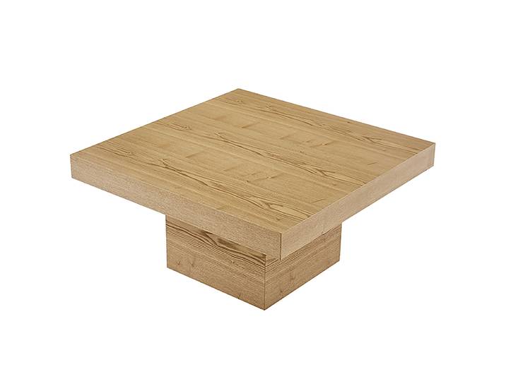 Table basse plaquée Okatee carrée 80 x 80cm Marron
