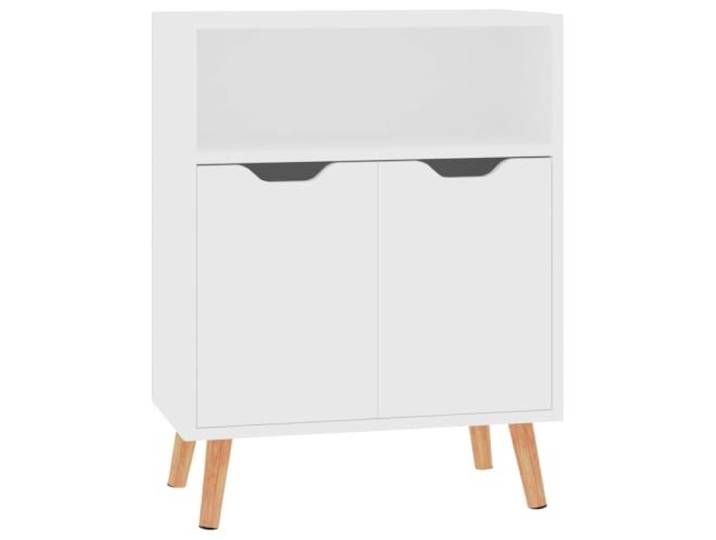 Makastle Sideboard 60x30x72 cm Weiß Holzwerkstoff mit 2 Türen und offenem Fach