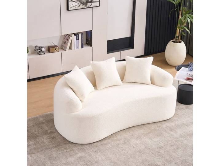 Canapé droit 2 places canapé compressé canapé modulable avec 3 coussins design moderne – blanc