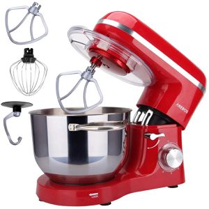 Arebos Küchenmaschine, 1500 Watt, mit Patisserie-Set, 6 Liter, rot