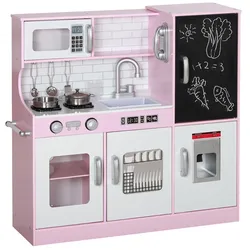 AIYAPLAY AIYAPLAY Kinderküche Spielküche mit Spielzeug Telefon, Kreidetafel, Mikrowelle