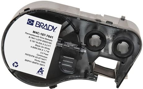 Brady M4C-187-7641 fita termoencolhível preto sobre branco 8,50 mm x 2,13 m