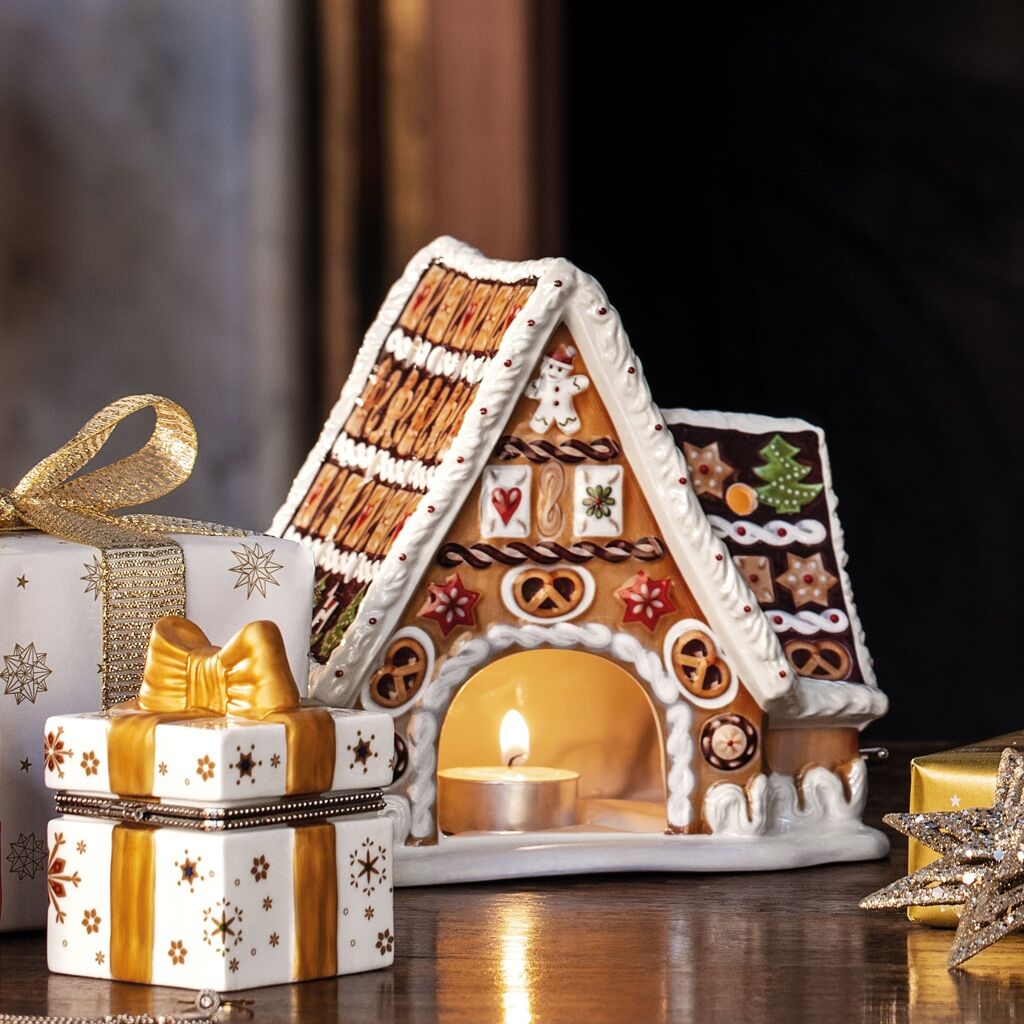 Weihnachtsfigur VILLEROY & BOCH "Lebkuchenhaus mit Spieluhr Christmas Toys bunt", bunt, Dekofiguren, Weihnachtsfigur