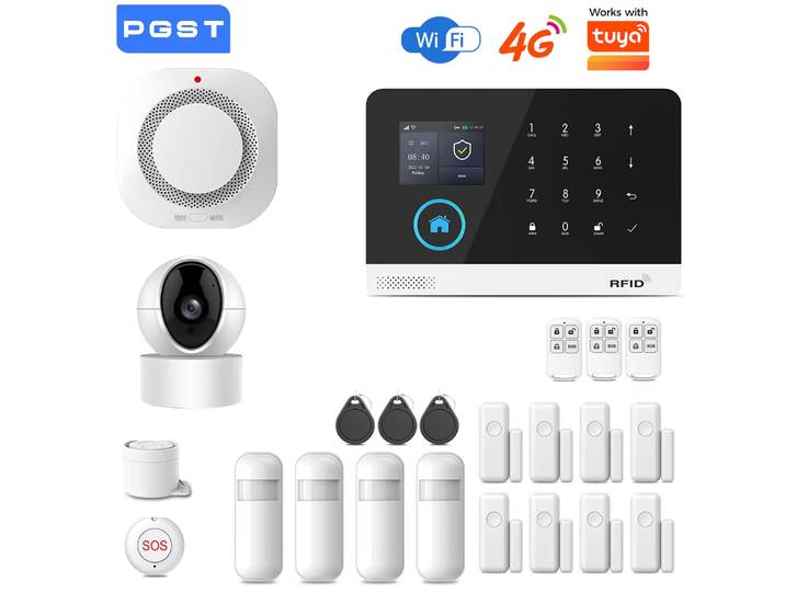 Système d’alarme GSM domotique, compatible avec TUYA APP, 4G WiFi, protection sécurité 433MHz, alarme sans fil, commande pour Alexa