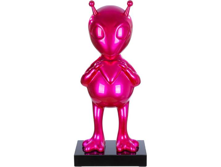 Skulptur GILDE Skulptur Alien auf Base , pink, B:30cm, Kunstharz, Dekofiguren, Skulptur