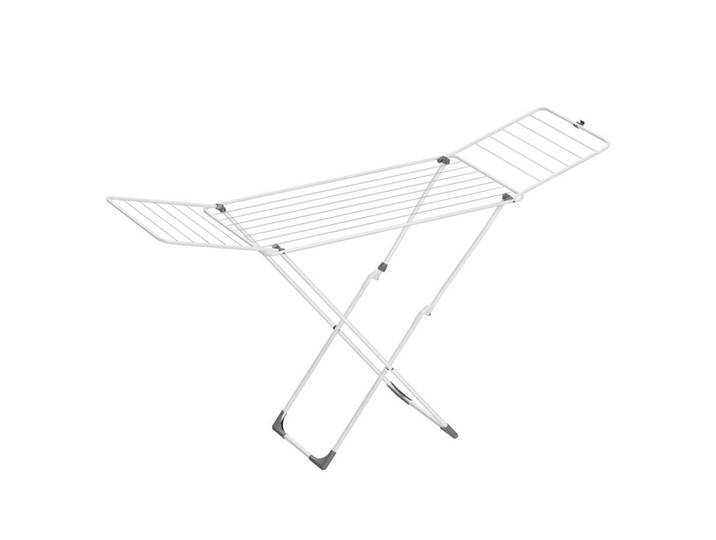 Wäschetrockner Bunji, Weiß, Metall, Kunststoff, 182x103x50 cm, ausziehbar, klappbar, Kleiderbügelhalter, Haushalt & Reinigung, Wäschepflege, Wäscheständer