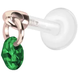 PTFE Labret mit Innengewinde + Titan-Aufsatz RUNDER KRISTALL