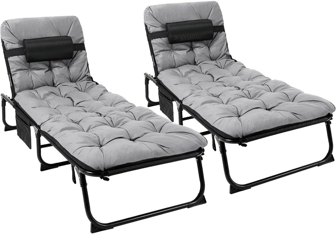 Dakota Fields Folding Recliner Chair Gray 79cm H X 130cm W X 61cm D