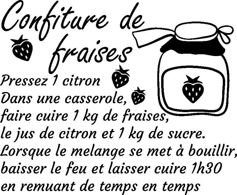 Ambiance-sticker Sticker citation recette confiture de fraises