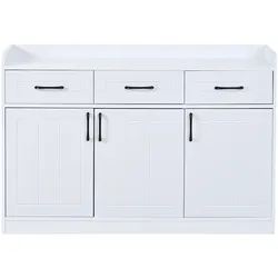 STILVORA Sideboard aus Spanplatte Weiß 120x35x80 cm mit 3 Schubladen und 3 Türen