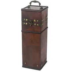 HMF Vintage Deko Weinbox mit Deckel aus Holz, für 1 Flasche Wein, Hochformat, Frankreich