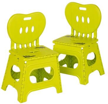 Basicwise Foldable Plastic Chair Set of 2 Collapsible Multi-Purpose Space-Saving Portable Stool for Indoor & Outdoor Use