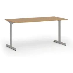 Bürotisch PRIMO BETA, 160x80 cm, graues Metallgestell, Buche