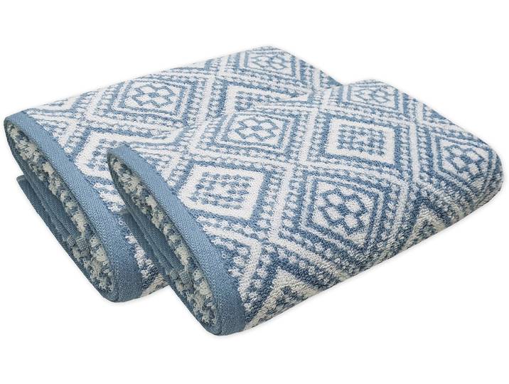 Badetücher FRAMSOHN FROTTIER Arabeske Duschtücher , blau (beige, rauchblau, blau, naturweiß), B:75cm L:150cm, Walkfrottier, Obermaterial: 100% Baumwolle, Handtücher, Badetücher, Badetuch, skandinavisch gemustert, hergestellt in Österreich