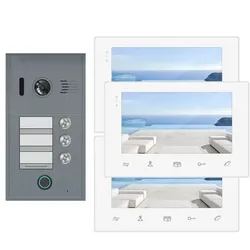 Fingerprint Video Türklingel Türsprechanlage Bluetooth BX3F Anthrazit 3-Familienhaus und 3x Monitor BX7 - 2 Draht Technik 170 Grad Winkelkamera