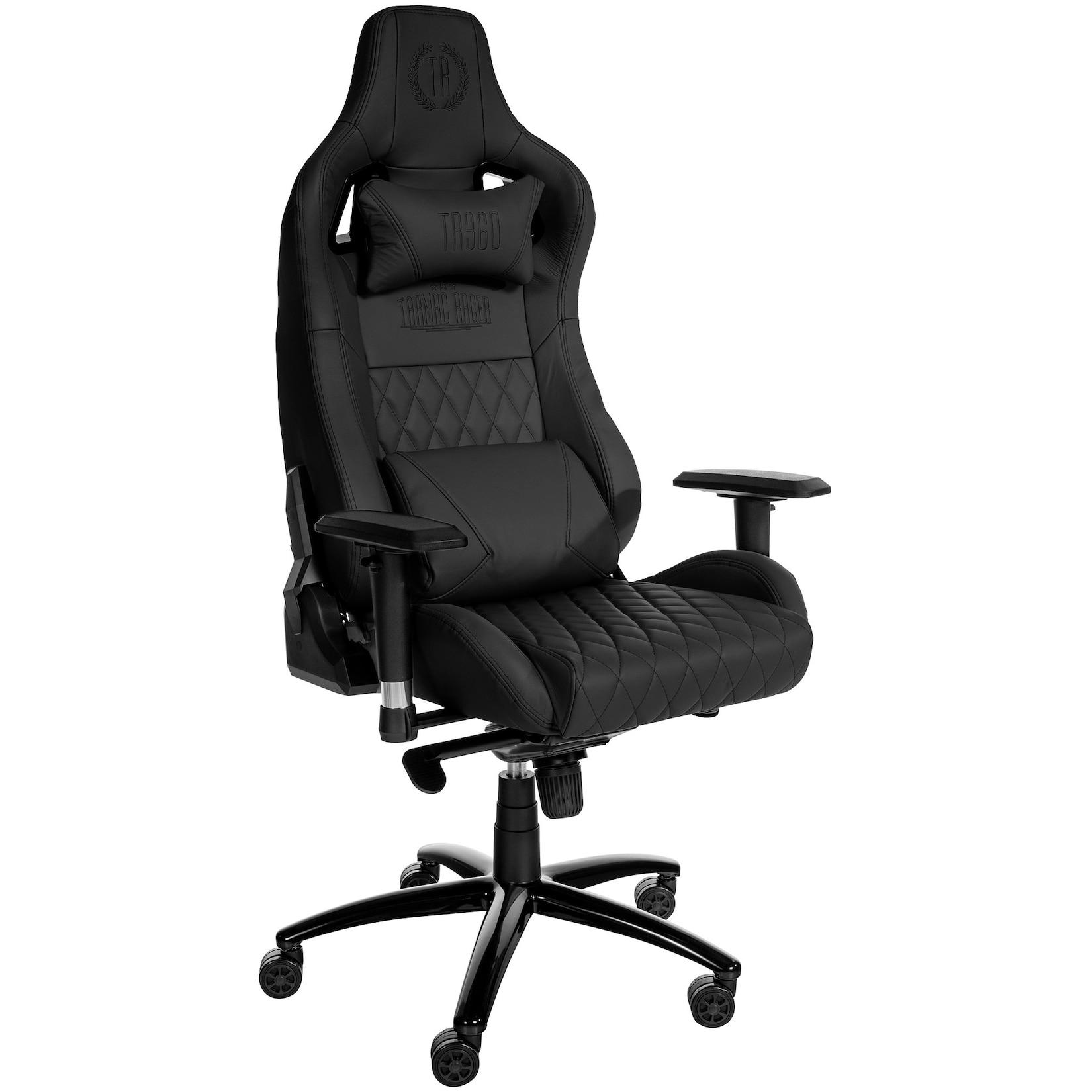 CLP Gaming-Bürostuhl Keren mit Rindsleder-Kontaktflächen, höhenverstellbarer Drehstuhl mit 2D-Armlehnen, Wippfunktion, Nacken- und Lendenkissen