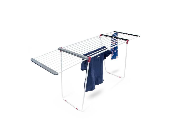 Relaxdays - Séchoir À Linge Sur Pied Rétractable Pour Usage Intérieur Extérieur Étendoir À Vêtements Avec Rallonges\, Blanc Et Gris